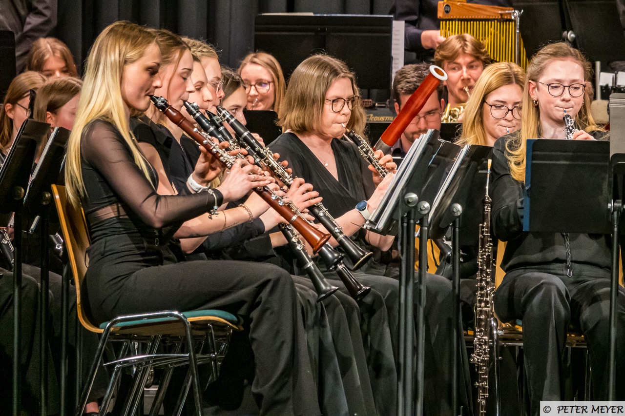 Oboen, Fagotte und Klarinetten der Holzbläsersektion
